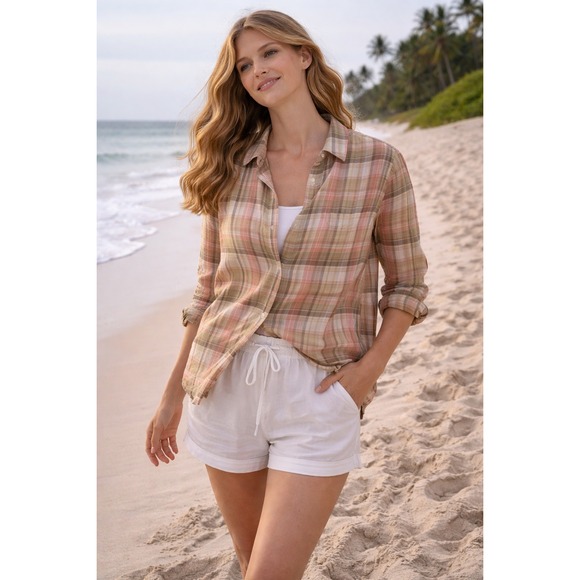 Lauren Ralph Lauren Tops - Lauren Ralph Lauren Classic Fit Coastal Plaid Button Down Shirt Women's Large